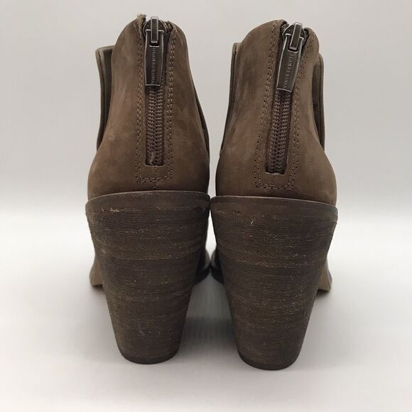 Vince Camuto Kreesi Open Toe Ankle Bootie Womens 9M Brown Suede Back Zip Boots - Picture 4 of 11